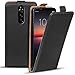 Produktbild Conie Flip Cover Hülle für Sony Xperia 1, PU Ledertasche in Schwarz klappbare Handyhülle innen weich gefüttert, Xperia 1 Hülle Schwarz