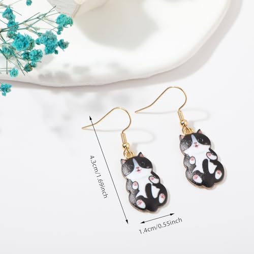 6 Pairs Cute Cat Earrings for Women Colored Kitty Cat Earrings Alloy Drop Dangle Fun Anime Animal Earrings Aesthetic Funny Cartoon Earings Jewelry Gifts for Cat Lovers2