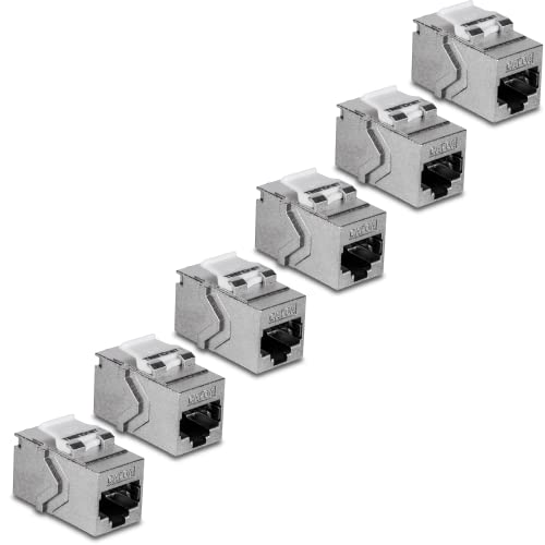 TRENDnet, TC-KC06C6A, Coupleurs keystone Cat6A alignés (lot de 6), connecteur Keystone femelle vers femelle pour plaques murales et panneaux de brassage Keystone blindés vierges, argent