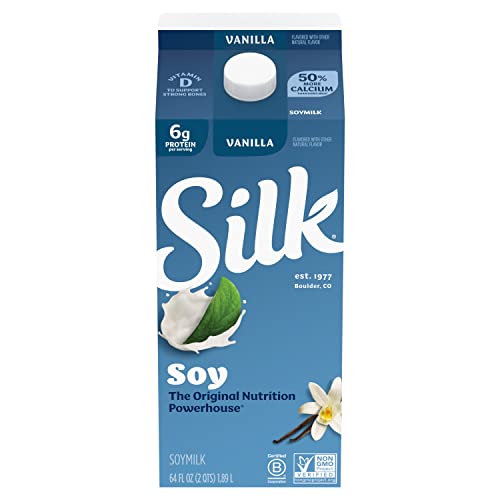 Silk Soy Milk, Vanilla, Dairy Free, Gluten Free, Vegan Milk With Vitamin D To Help Support Strong Bones, 64 Fl Oz Half Gallon #TOP2