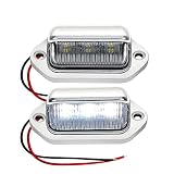 FXC Chrome Finish 2x Car Trailer White LED License Plate Lights Tag Courtesy Step Light for UTV ATV