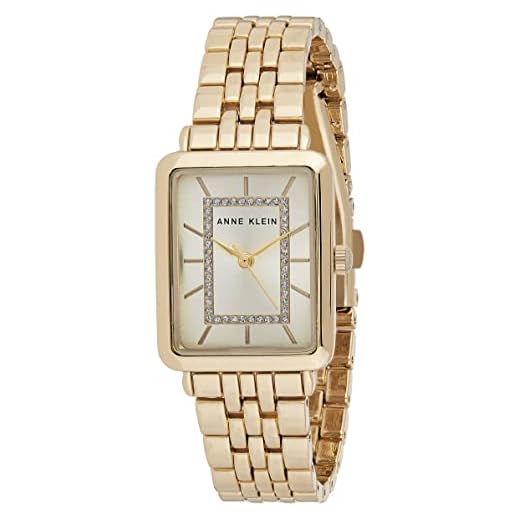 Anne Klein Relógio feminino com pulseira com detalhes em glitter, Dourado, AK/3760CHGB