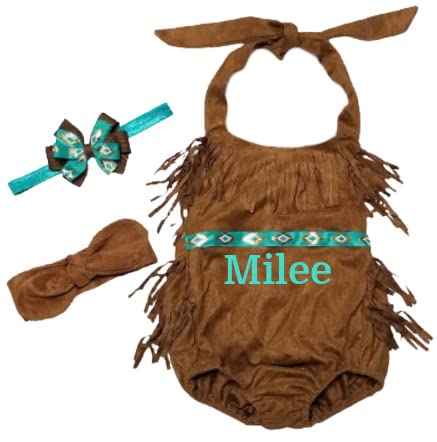 Indian Princess RomperPersonalized Pocahontas CostumeAztecWild OneFree SpiritFringe RomperBoho RomperBirthdayBabyGirlToddler