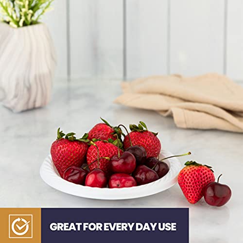 250 Pack - 6 Inch White Plastic Plates Disposable Strong And Sturdy #TOP3