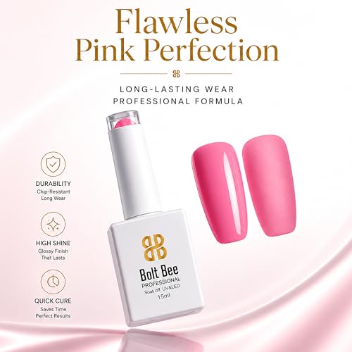 Image of Bolt Bee Pink Color Gel Nail Polish Soak Off UV Gel 15ML DIY at Home Manicure Salon Nail Art