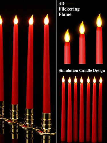 Image of Funtery 48 Pcs Flameless LED Taper Candles Battery Operated Candles Bulk Realistic LED Candlesticks Flickering for Wedding Church Party Home Decor(Red, Green,11 Inch,Classic Style)