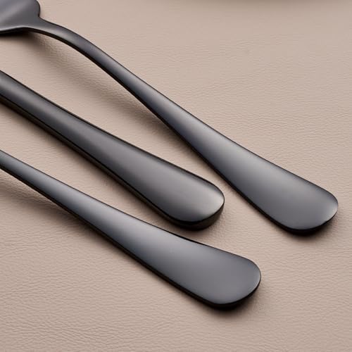 Conjunto de talheres de preto de 24 peças Faqueiro de aço inoxidável 18/0 Serviço jogo de talheres c
