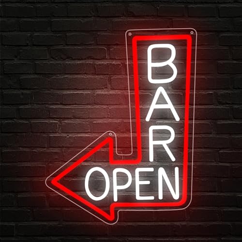 BAR Abierto Neon Cartel LED para Decoración de Pared Flecha Letrero Luminoso Bar Abierto USB Luz de Neón para Café Bar Club Nocturno Decoración Hogar Hombre Cueva Fiesta Negocios Decoración