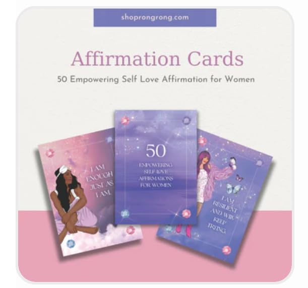 Image of Rongrong Self Love Affirmation Cards For Women - 50 Positive Daily Affirmation Cards Deck Hand-Drawn images, Gift for Women for Self-Discovery, Improvement and Mental Well-Being
