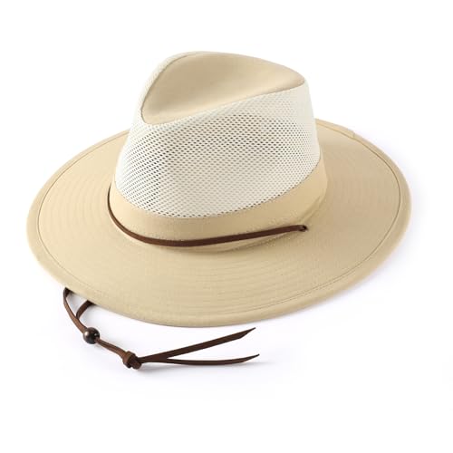 Image of Home Prefer Cotton Summer Fedora Hat Wide Brim Sun Hats for Men Women UPF 50+ Sun Protection Cap for Fishing Hiking
