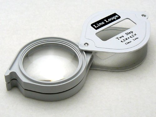 携帯用ルーペ アルミ 拡大鏡 ガラスレンズ 4.5倍 36mm 2枚 L-71N