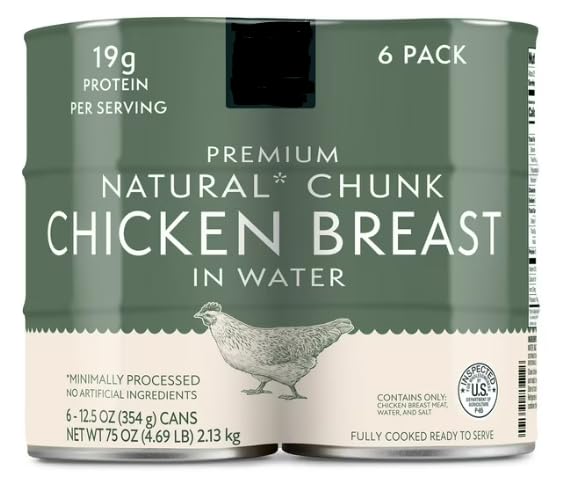 Premium Chunk Chicken Breast, 12.5 oz Cans, 6 Count ((12.5 Ounce, 6 Count) 1 Pack)