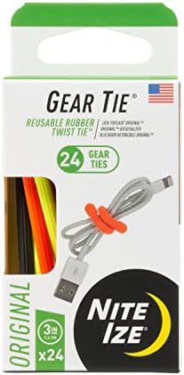 3 in. Gear Tie in Assorted Orange, Green, Red, Black (4-Pack