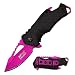 MTech USA MT-A882PK Spring Assist Folding Knife, Pink Blade, Black Handle, 3-Inch Closed