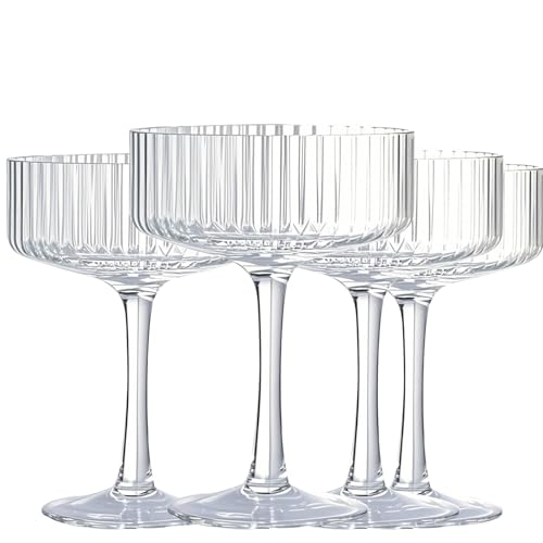 Espresso Martini Glasses Coupe Glasses Set of 4 Vintage Glassware Champagne Martini Cocktail Crystal...