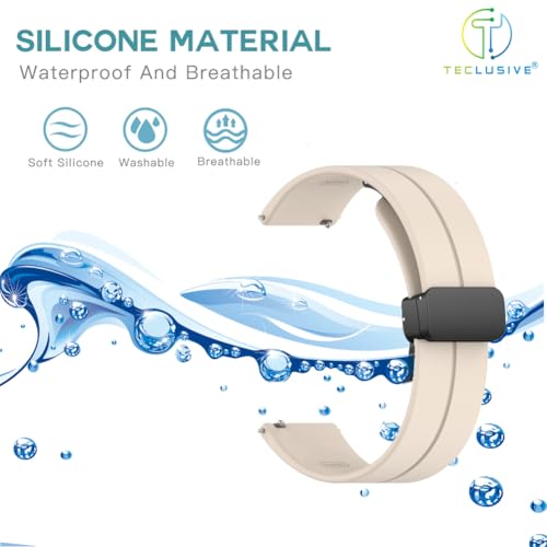 Image of T TECLUSIVE Premium Silicone Strap Band with Magnetic Lock 22mm Compatible for Galaxy Watch 3 45mm / Watch 46mm | S3 Frontier | Amazfit Stratos GTR | Fossil Gen 5 6 | Adjustable Silicon Band