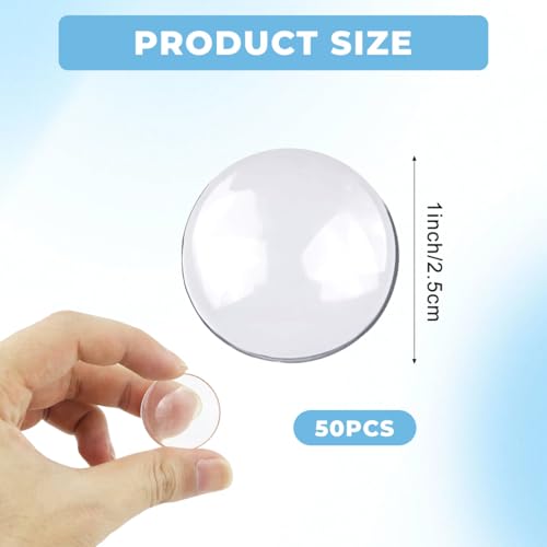 50Pcs 25mm Clear Glass Cabochons Flat Back Dome Round Transparent Cabochon Tiles for DIY Jewelry Making Photo Pendant Craft Gems Supplies 1 Inch Diameter3