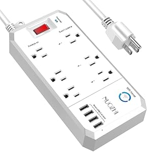 6ft Extension Cord Smart Plug Surge Protector – NUOZHI WiFi Power Strip with 3 Smart Outlets and 3 Always on outlets and 4 USB Ports(Smart 3.4A Total), 1250W/10A, White