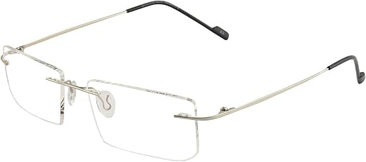 FAIRYDOT® Premium Blue Cut Zero Power Silver Color Rimless Spectacles with Anti-glare for Eye Protection from UV400 by Com...