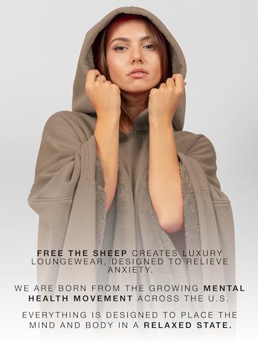Image of FREE THE SHEEP Eden Hoodie - Oversized Weighted Hoodie Cloak with Ultra-Soft Faux Fur Liner