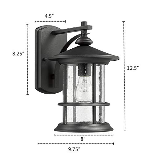 Image of MICSIU Outdoor Wall Light Fixture 3 Pack Exterior Wall Mount Lantern Waterproof Vintage Wall Sconce with Clear Seedy Glass for Front Porch, Patio, Backyard, Textured Black (Large)