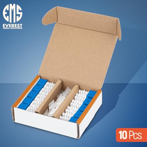 Image of Everest 90 Degree RJ45 Cat6A Keystone Jacks Slim Profile 10-Pack Blue