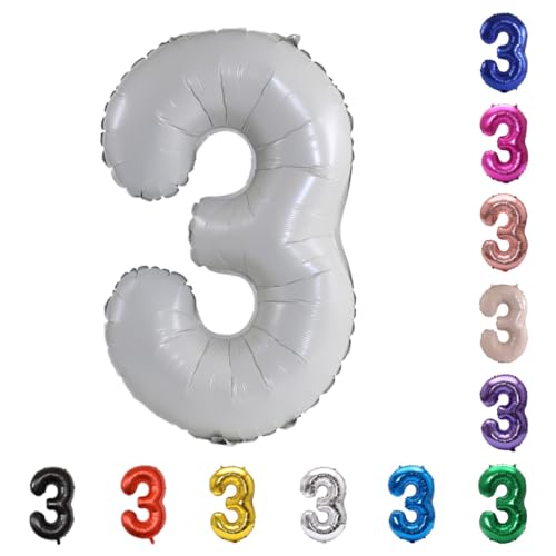 Image of YPSelected 32 Inch Large Foil Helium Number Balloon Birthday Wedding Party 0-9 (Ivory, 3)