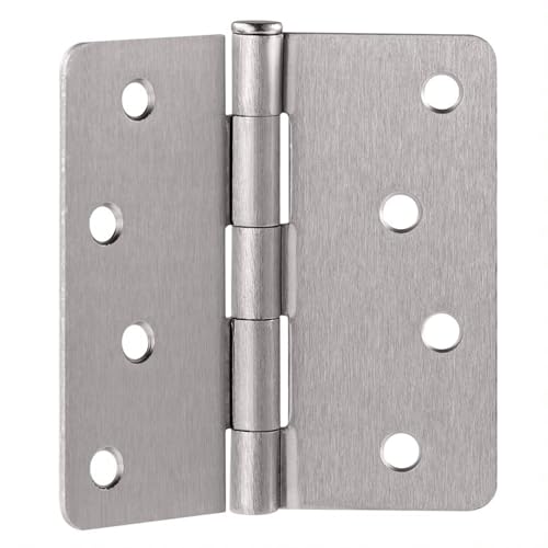 Door Hinges for Interior Doors 6-Pack 4-inch x 4-inch, Rounded 1/4-inch Radius Steel Door Hinge, Satin Nickel - Image 4