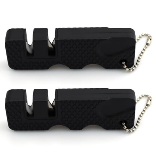 2 Pièces Mini Aiguiseur de Couteaux, Affûteurs Manuels Portable Aiguiseur de Couteau Pierre Outils d'extérieur, Professionnel Pierre à Aiguiser...