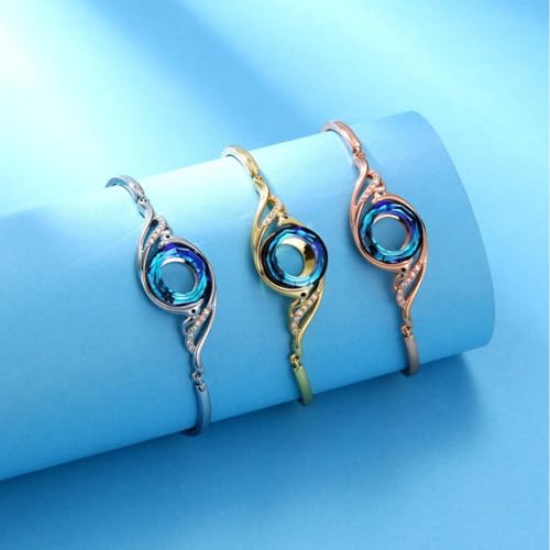 Phoenix Crystal Bracelet for Women, Rise From the Ashes, Symbol of Luck and Renewal - Adjustable Bangle, Ideal Birthday Gift, Trendy Jewelry with Blue Crystal2