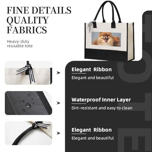 Canvas Tote Bag for Women Beach Tote Purse Reusable Grocery Bag Cute pomeranian Aesthetic Shopping Bags3