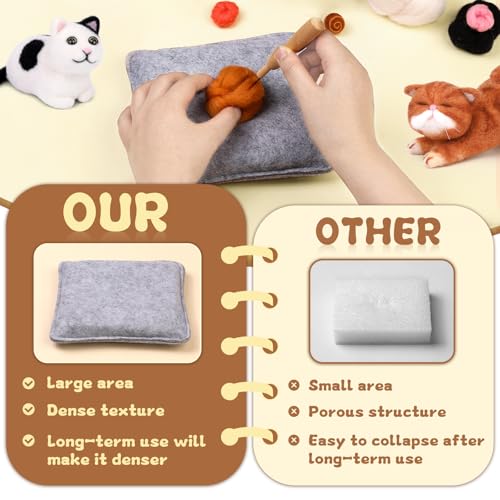 Image of Mayboos 6 Pcs Needle Felting Kit, Animal Needle Felting Beginner Kits Wool Felt Needle Felting Tools with Instruction for DIY Craft Animal Home Decoration (Cute Cat)