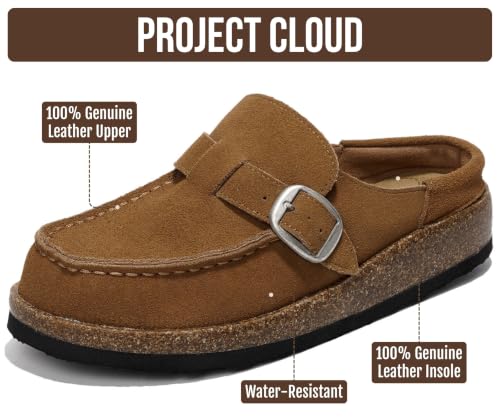 Image of Project Cloud 100% Genuine Leather Moccasin Style Clogs for Women (Carline) | Memory Foam Insole for Comfortability; Non-Slip and Durable Womens Clogs; Lightweight and Water-Resistant Mules for Women