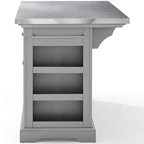 Crosley Furniture Julia Kitchen Island With Stainless Steel Top, Gray #TOP4