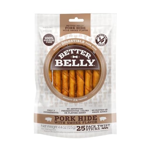 Better Belly Highly Digestible Rawhide Twist Sticks Chews, Treat Your Dog to a Chew with NO Artificial Colors or Flavors 25 Count (Pack of 1)