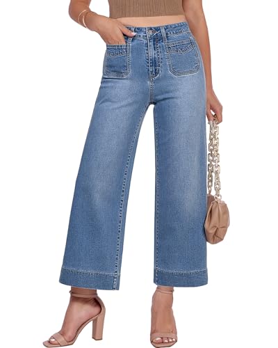 GRAPENT Cropped Jeans for Women Trendy 2026 Wide Leg High