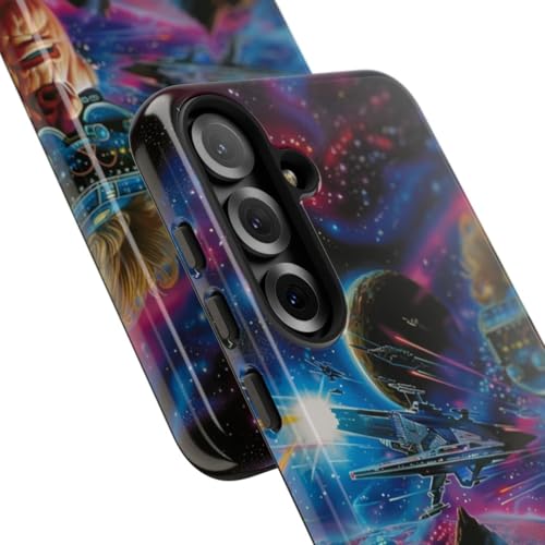 Coque brillante Samsung S25 Plus antichoc Space Battle VR bleu