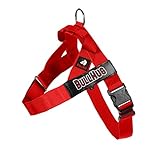 BULLHUG Adjustable Dog Harness– No Pull, No Choke – for English Bulldogs, French Bulldogs, Pugs & Broad-Chested Breeds – Easy, Safe Walks (Bright RED, Large)