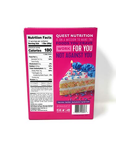 Quest Nutrition Birthday Cake Protein Bar 12 Count, 2.12 Oz #TOP2