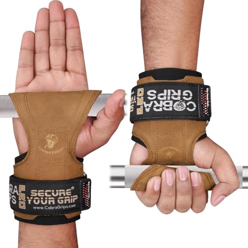 Image of Cobra Grips Weight Lifting Gloves with Adjustable Neoprene Padded Wrist Wraps - Heavy Duty Alternative to Power Lifting Hooks for Deadlifts
