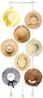 Hat Holder for Wall Hanging Boho Hat Rack Hat Organizer Hat Storage with Tassels Womens Hat Hanger Cap Holder for Wide Brim Hats Bowler Fedora Hats Baseball Caps Display Closet, 188 x 42 CM