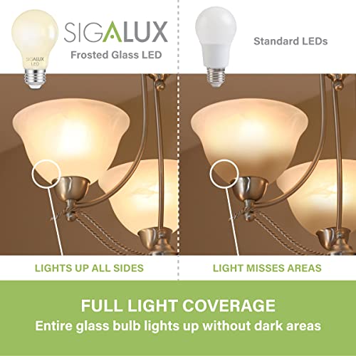Sigalux A19 Led Edison Vintage Antique Frosted Bulbs With Medium Base,A19 Filament Milky Bulbs,60W,800Lm 2700K,Dim,15,0000Hrs,6 Pack #TOP3
