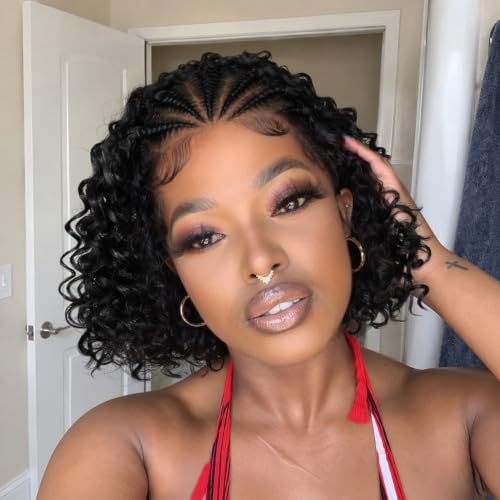 quickwig Short Curly Braided Wigs for Black Women 13x4 HD Lace Front Wig