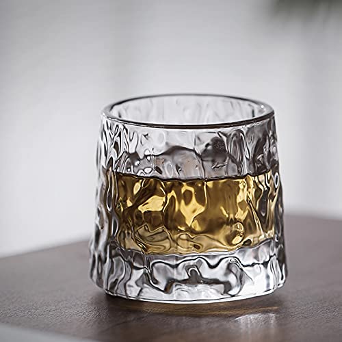 Foto von DAWNTREES Whiskyglas, Whiskyglas aus Kristall, kugelförmiger Vorsprung am Boden, 360 Grad drehbare Tischplatte, entspannen und dekomprimieren, für Herren
