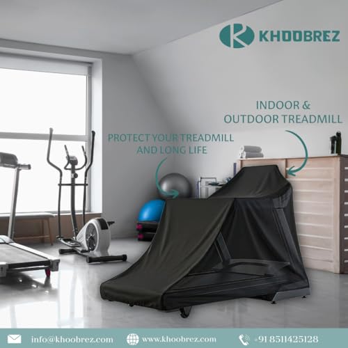 Image of KHOOBREZ Water-Resistant Treadmill Cover | Heavy-Duty Indoor & Outdoor Fitness Equipment Cover | Dustproof, UV & Scratch Resistant | Fits Treadmills up to 60 x 30 x 50 Inches | Black