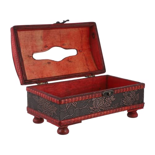 Gatuida Caja de Pañuelos de Madera Vintage Resistente al Desgaste Diseño Retro Elegante para Hogar y Oficina Caja Decorativa con Tapa para Escritorio Cálido y Práctico