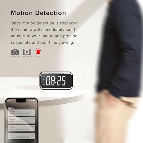 Security-Mini-Camera, 4K Real Full HD Nanny Cam with Two Sets of Alarm Clock Setting for Home Security, Night Vision & Motion Detection Alerts, Mobile Phone App Remote Control, Support 2.4G and 5G by QAOLZCC - Image 5