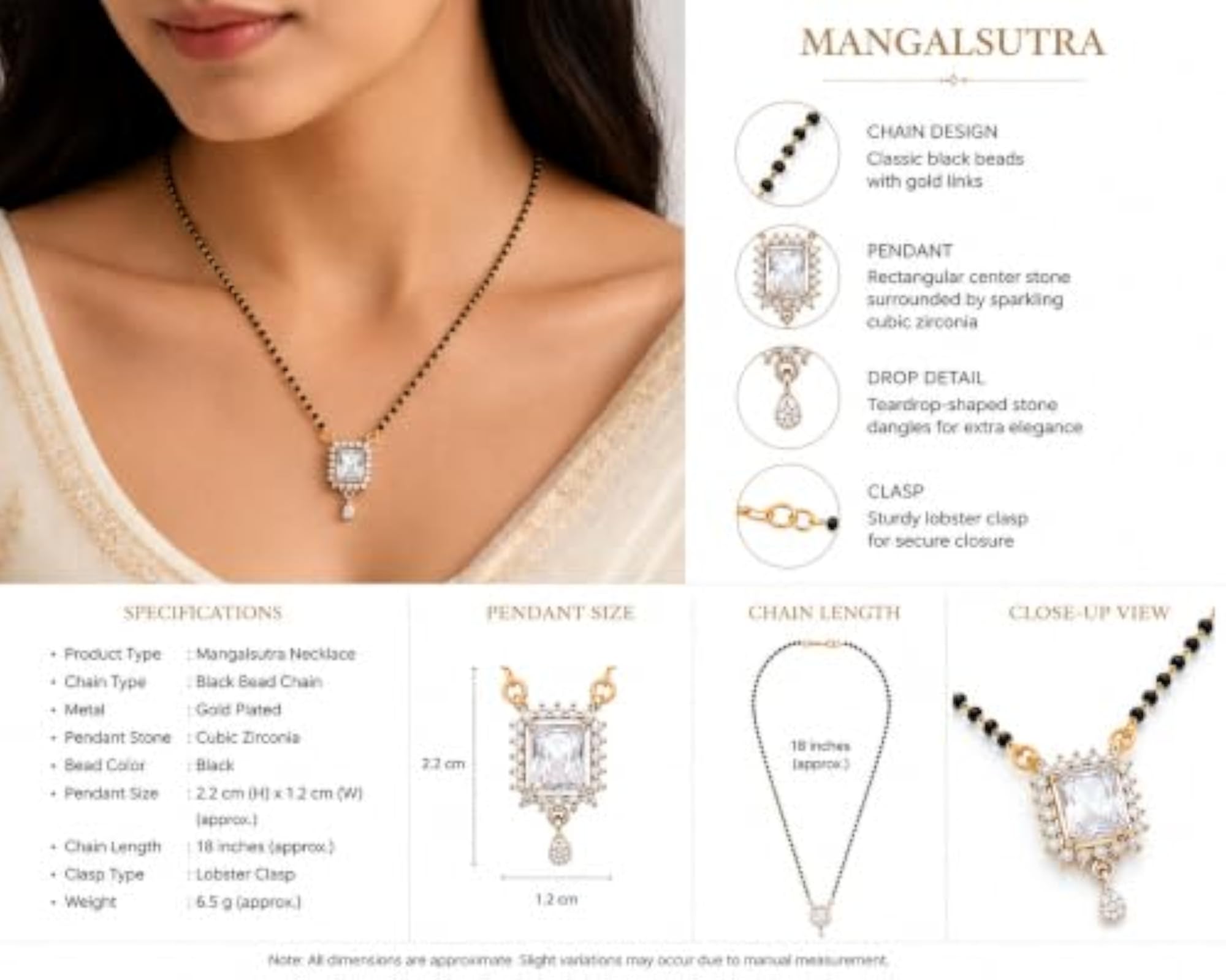 Gold Plated CZ Stone Mangalsutra for Women