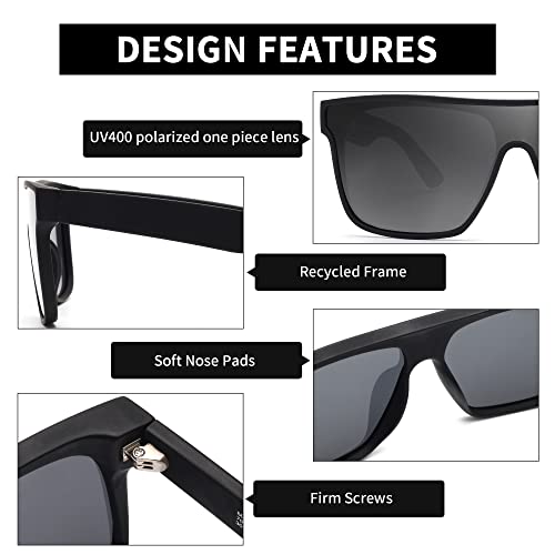 GLINDAR Oversized Square Polarized Sunglasses for Men Women, One Piece Shield Shades UV400 Protection3