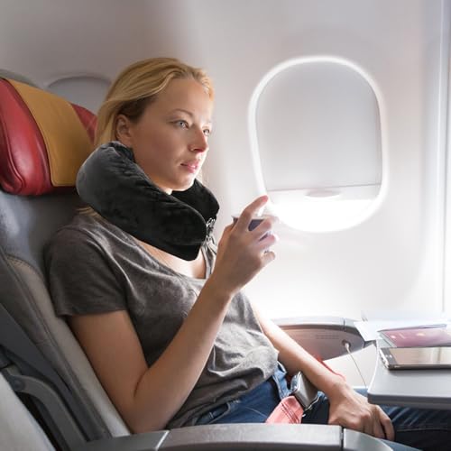 Coussin de Voyage a Remplir Noir, Tour de Cou Avion – Image 7